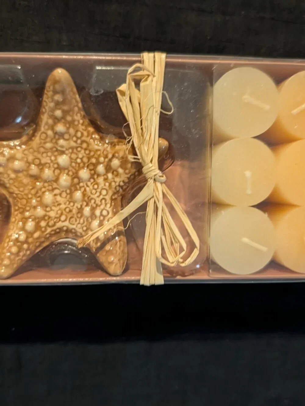 Kohl's Nautical Starfish Ceramic Holder & Votive Candle Gift Set – Tan, Beige &